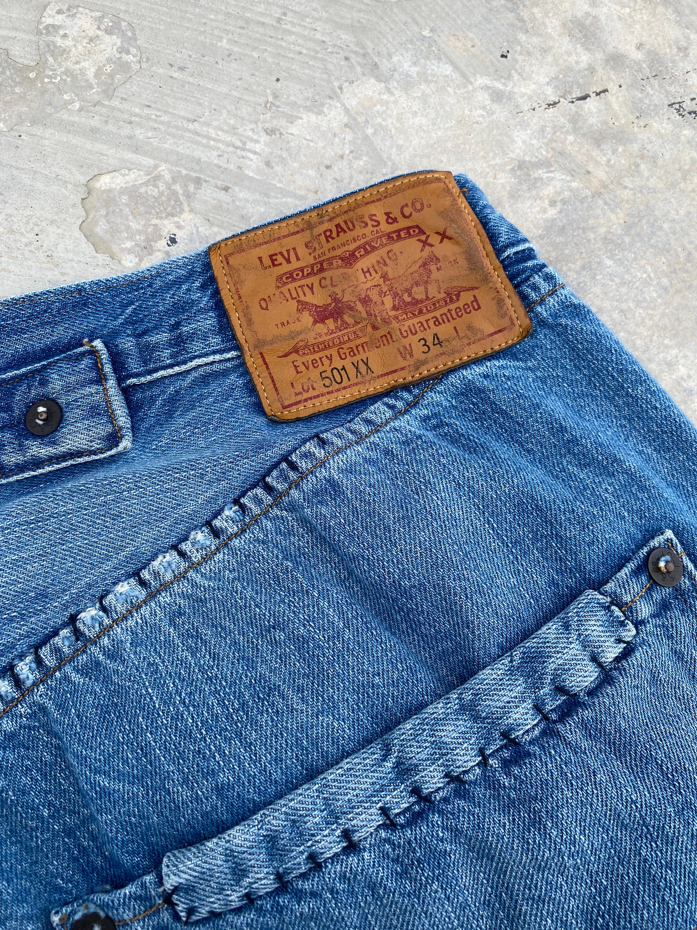 W34 Levis 501XX 1890 Single Pocket Patchwork Selvedge Waist 