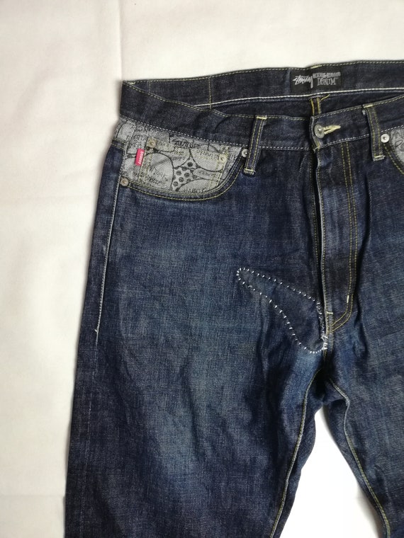 W36 Reworked Stussy Rough and Rugged Jeans With Sashiko W36 Reworked Stussy Rough and Rugged Jeans With Sashiko