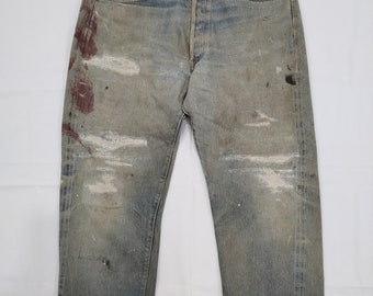 W34 Vintage 70s Levis 501 Redline #6 Selvedge Dirty Jeans