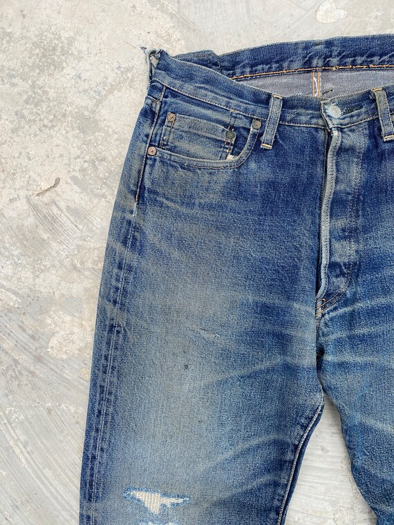 W32 DENIME XX Leather Patch Selvedge Jeans - image 2