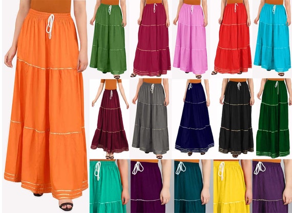Falda de algodón sólido Faldas Mujeres lisas Lehenga - Etsy España