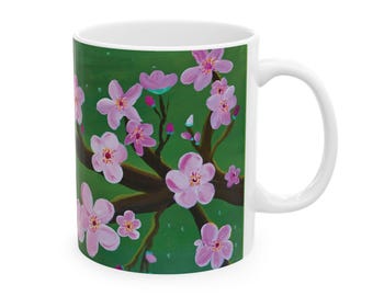 Cherry Blossom Ceramic Mug - Sakura Blossom Coffee Cup, Handmade Floral Tea Mug, Gift for Nature Lovers, Tea Drinkers, Mother's Day, Spring