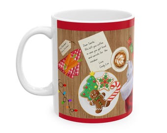 Lieber Santa Kaffeetasse, niedliche Weihnachtsszene Becher, Brief an Santa Urlaub Kakaotasse, Weihnachtszuckerkekse Becher, Lebkuchen, Santa Becher Geschenk