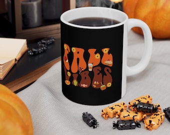 Fall vibes mug 11 oz Fall Autumn Gift, Lattes Mug, Gift for Fall Lover, Fall Lover Mug, Fall food, Pumpkin mug, Halloween, Retro, Coffee cup