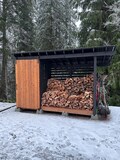 4x12 Firewood Shed Plans PDF - firewood storage shed with sliding door, tool & lumber storage.