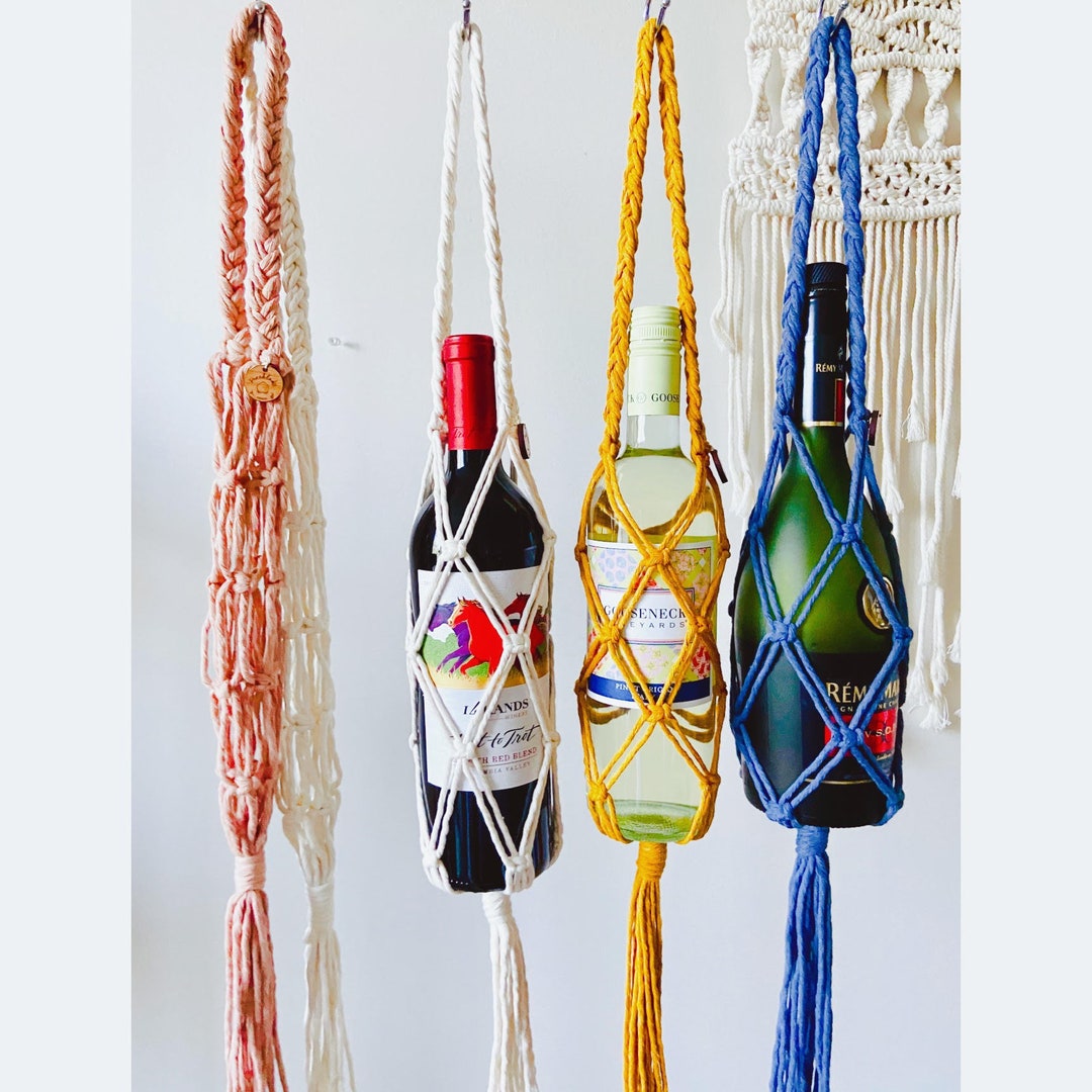 Macrame Wine Tote / Handmade Wine Carrier / Wine Gift Bag / Wine ...