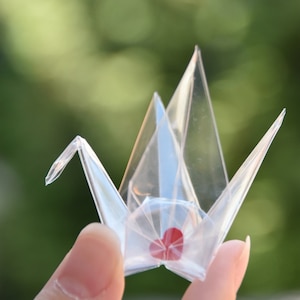 Grue Orizuru transparente avec coeur en papier amour Origami mignon pour gâteau de mariage Saint Valentin anniversaire Décoration de fête japonaise unique réception