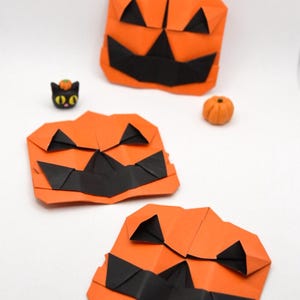 Origamipapier Pompoen Set Halloween Kaart Decoratie Jack O Lantern Bladwijzer Kinderen Japans Oranje Zwart Herfst Herfst Tafel Confetti