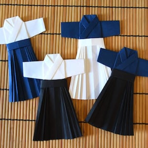 Origami Tant Martial Arts Uniform Kendo Iaido Kyudo Kimono Katana Samurai Geburtstag Promotion Dojo Sensei Bushi Lesezeichen Karte Dekoration