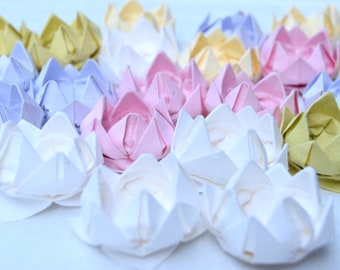 Origami Washi Paper Lotus Flower Gift Box Japanese Jewelry Ring box Wedding Idea Reception Birthday Party First Paper Anniversary