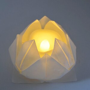 Translucent Large Origami Paper Lotus Flower Tea Light Holder Gift Box ...