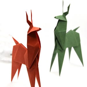 Origami Tant papier renne cerf décoration de Noël dîner centre de table mignon hiver anniversaire carte de voeux Kawaii Rudolph