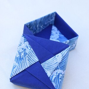 Origami fait main en tissu bleu, couvercle en forme de moulinet, tissu, réception de mariage, événement, cadeau d'anniversaire, bijoux, bagues, été jaune, cadeau pour les enseignants, vague
