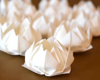 Origami Paper Lotus Flower Gift Box Japanese Jewelry Ring box Wedding Idea Table Confetti Reception Birthday Party First Paper Anniversary