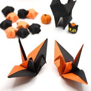 折り紙 折り鶴 2色セット オレンジ ブラック ハロウィン デコレーション 誕生日パーティー 秋 感謝祭 家族 ディナーテーブル センターピース