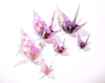 Transparent Origami Cranes Polyester Cherry Blossoms Sakura Pattern Water Resistant Japanese Theme Party Table Confetti Home Decoration