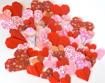 Origami Washi Paper Hearts Wedding Valentines Anniversary Mother's Day Thank-you Card Party Decoration Table Confetti Tuck-in Love Reception