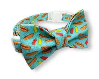 Hot Dogs Cat Bow Tie & Matching Collar