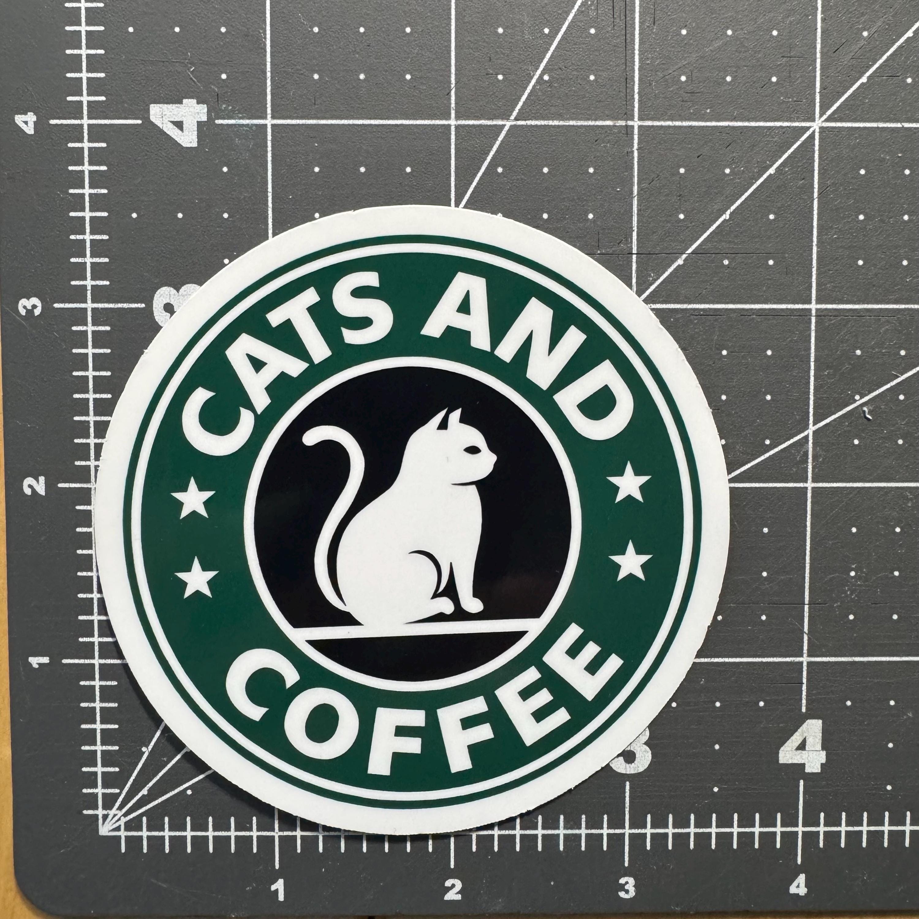 Cats & Coffee Glossy Vinyl Sticker | Funny Cat Sticker - Etsy