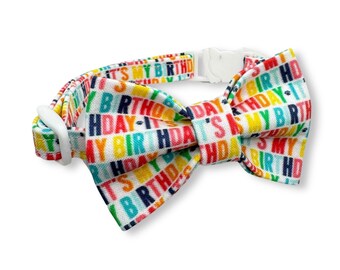 Its My Birthday Cat Bow Tie & Matching Collar