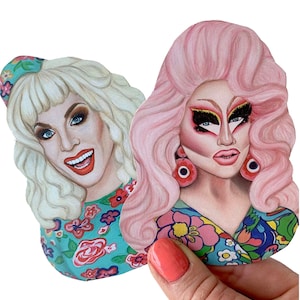 Drag Queen Magnets Set of 2, Drag Queens Gift, Drag Race Inspired Art, Drag Race Fan Art, Drag Queen Gift, Drag Queen Stocking Stuffer