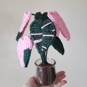 Pink Princess Philodendron Plant - Crochet Plant - Pink Princess House Plant - Indoor Plant - (Two versions - Staked or Not Staked)