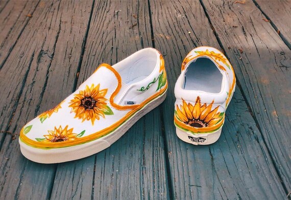 Sunflower Painted Vans | Etsy