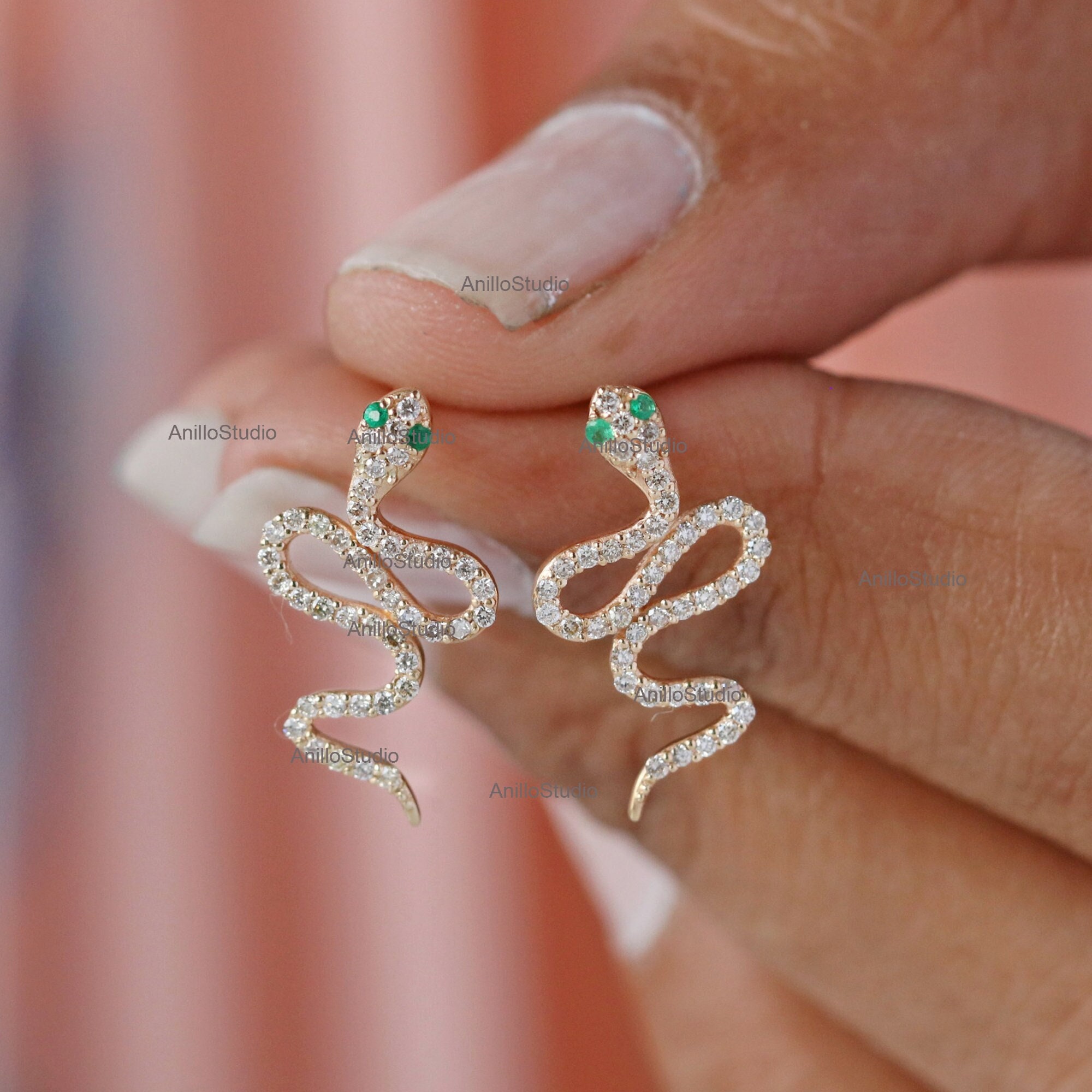 Diamond snake earrings clearance