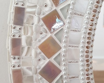 Pearlised Bead & Tile Mirror - Peaches