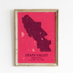 Death Valley National Park Map, Traveler Gift, Death Valley NP Art Print, Desert Wall Art, Modern Map Art, National Park Decor