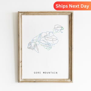 Gore Mountain Ski Track Karte Poster, Gore Mt. Ski Dekor, Berg Kunstdruck, Wintersport Wandkunst, Karte des Wintersportortes, Skiing Loipe Kunst
