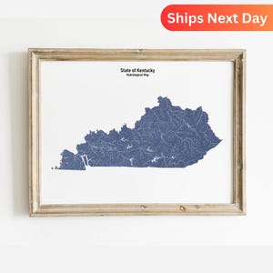Kentucky Hydrology Karte von Kentucky Flüsse und Seen Wandkunst für Kentucky Naturliebhaber Geschenk