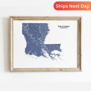 Louisiana Hydrology Karte von Louisiana Flüsse und Seen Wandkunst für Louisiana Naturliebhaber Geschenk