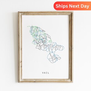 Vail Ski Alpin Karte Poster, Vail Ski Dekor, Berg Kunst Druck, Winter Sport Wandkunst, Ski Resort Karte, Skiing Piste Kunst