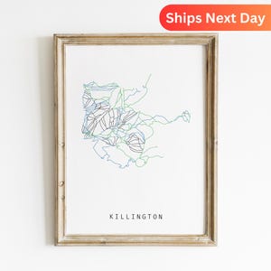 Killington Ski Track Karte Poster, Killington Ski Dekor, Berg Kunst Druck, Wintersport Wandkunst, Ski Urlaubsort Karte, Skiing Piste Kunst