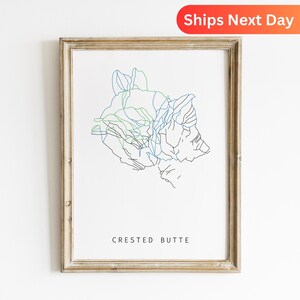Crested Butte Ski Loop Karte Poster, Colorado Ski Dekor, Berg Kunstdruck, Wintersport Wandkunst, Ski Resort Karte Drucken, Skiing Piste Kunst