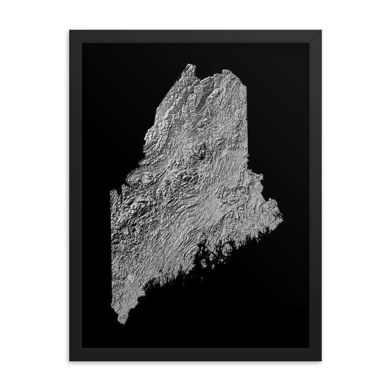 Maine Topographic Map Map Art Print Maine Gift Elevation Map ...