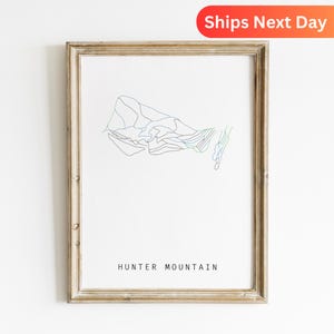 Hunter Berg Ski Spur Karte Poster, Hunter Ski Dekor, Berg Kunstdruck, Wintersport Wandkunst, Ski Gebiet Karte Drucken, Skiing Spur Art