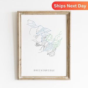 Breckender Ski Ski Lagen Poster, Breck Ski Dekor, Berg Kunst Druck, Wintersport Wandkunst, Ski Urlaubsort Karte, Ski Skiing Weg Kunst