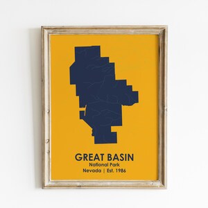 Great Basin National Park Karte, Geschenk für Reisende, Great Basin PN Kunstdruck, Nevada Wandkunst, Moderne Karte Kunst, National Park Dekor