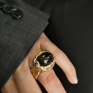 24K gold plated statement ring, Agathus ring, luxury jewelry, exceptional ring, gift for anniversary, bold vintage ring