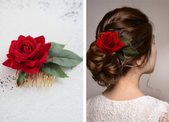comb with silk flowers glued Hair ornaments artificially with flowers for the bride pink and white flowers