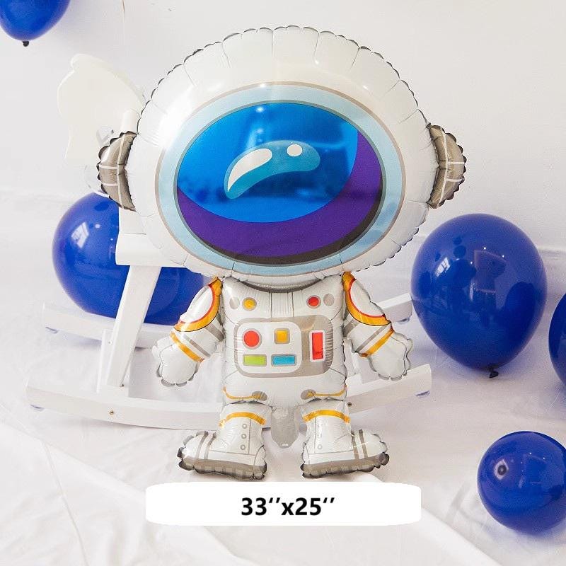Set 4 Palloncini A Tema Spazio: 2 Astronauta E 2 Razzo | Grandi 65 Cm | In Alluminio Mylar Riutilizzabili | Per Feste Compleanno Pianeta E Galassia - 2