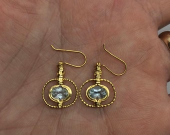 Aquamarine Earrings in 22K Gold