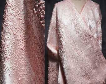 Tela jacquard brillante, brocado rosa en relieve, tela damasco para tapicería, tela para confección de vestidos, 135 cm de ancho