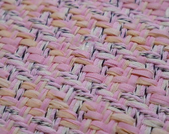 Pink Tweed Fabric, Woven Tweed Boucle Fabric For Suit Coat, Dress Haute Couture 57 inches Width, Sold by the Yard