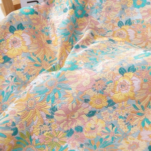 Tissu jacquard tournesol, brocart damas chrysanthème pour la haute couture, tissus d'ameublement, ameublement, robe DIY tissu 61 pouces de largeur