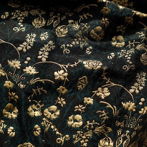 Dark Green Gold Jacquard Fabric, Gold Flora shimmer Brocade, Damask For Dress Upholstery DIY fabric 57 inches width