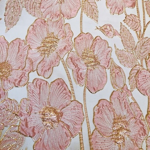 Pink Flora Jacquard Fabric, Exquisite Emboss Brocade,Blossom Damask Fabric For upholstery, Dress  DIY fabric 57 inches width