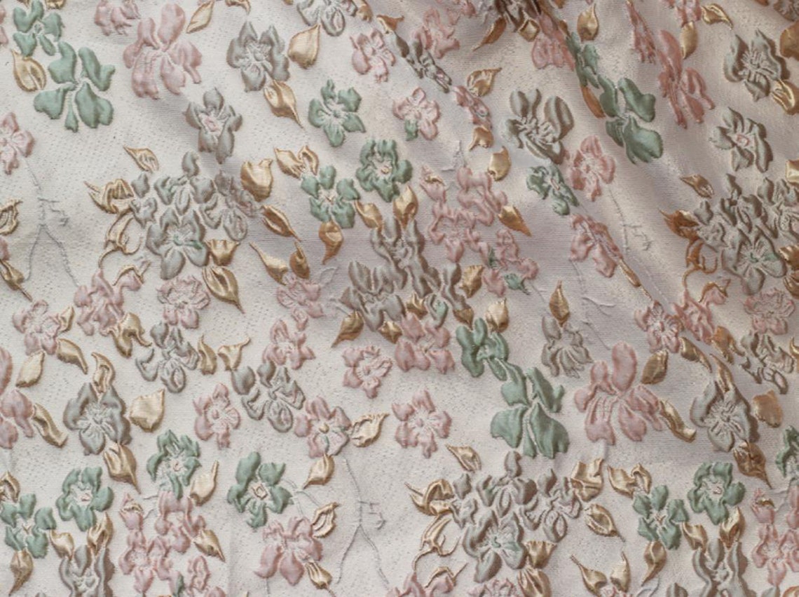 3D Emboss Floral Jacquard Fabric Damask Fabric Gold Thread - Etsy